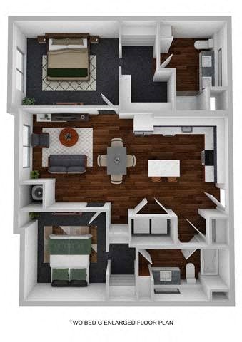 Sublime 2 Bed 2 Bath Floor Plan at The Aurilla, Cottage Grove, 55016